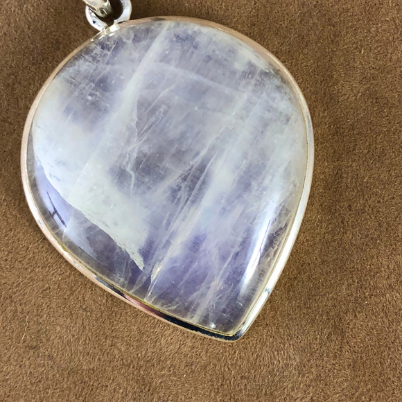 Huge Rainbow Moonstone Inverted Tear Drop Pendant - Picture 3 of 6
